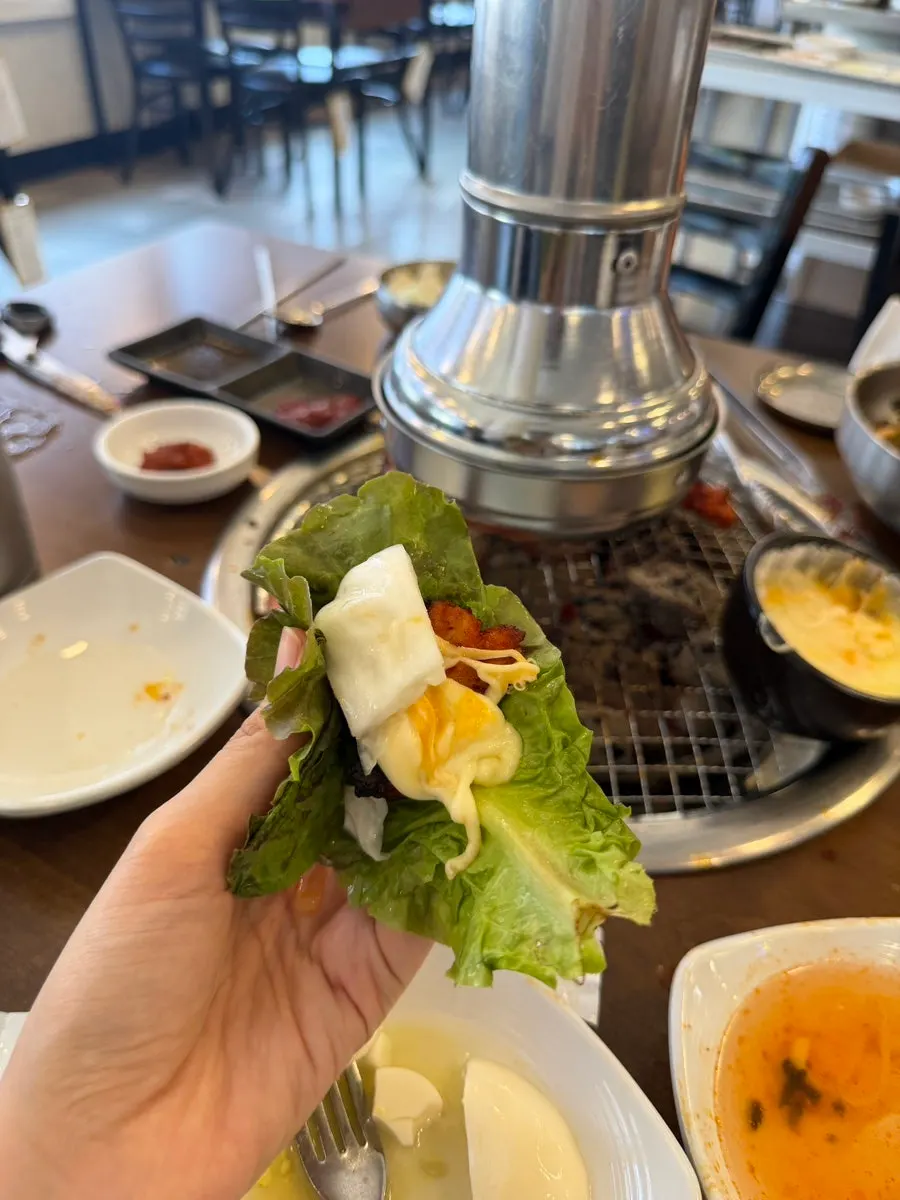 Warm cheese fondue and dakgalbi