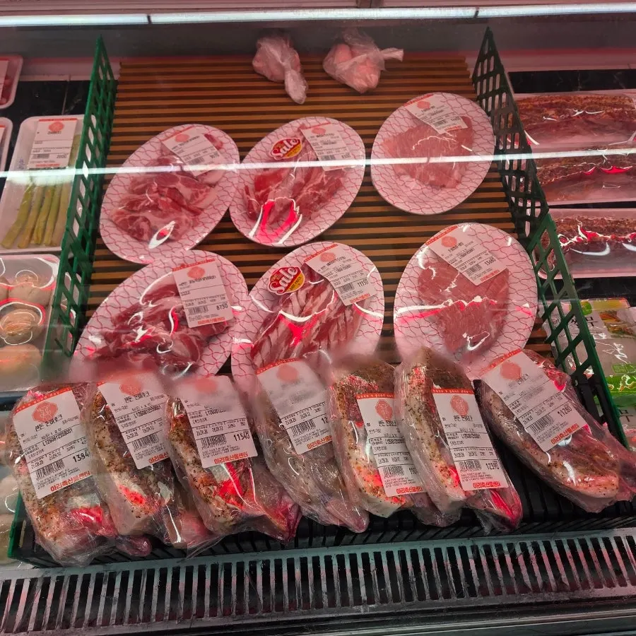 Ari Chuksan meat display with price tags attached