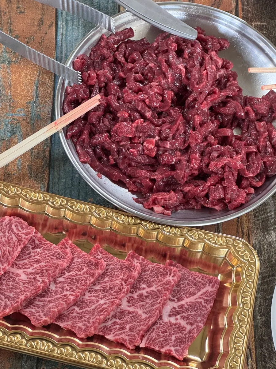 펜션 바비큐용으로 준비한 고기 구성
