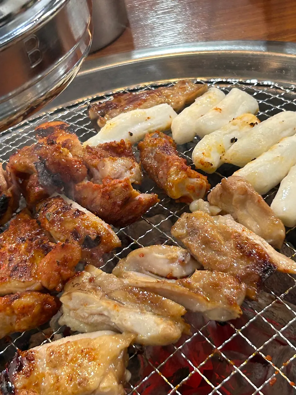 Grilled dakgalbi showing juicy meat