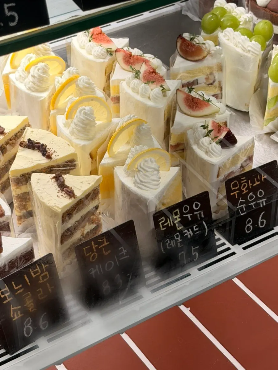 Counter with dessert display case visible