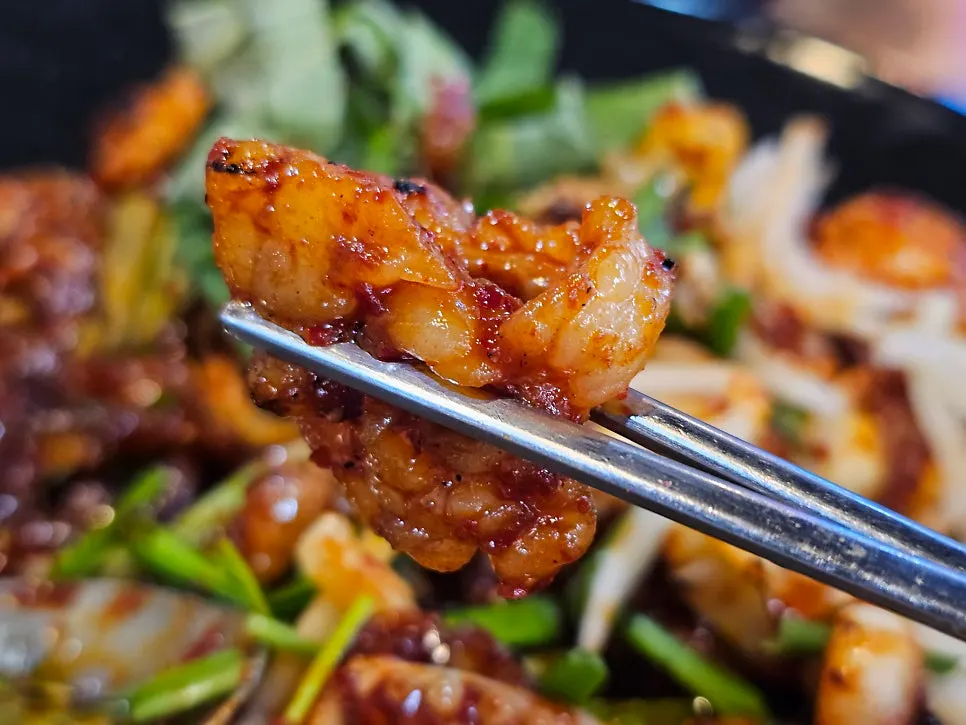 Close-up of bouncy octopus with a smoky char