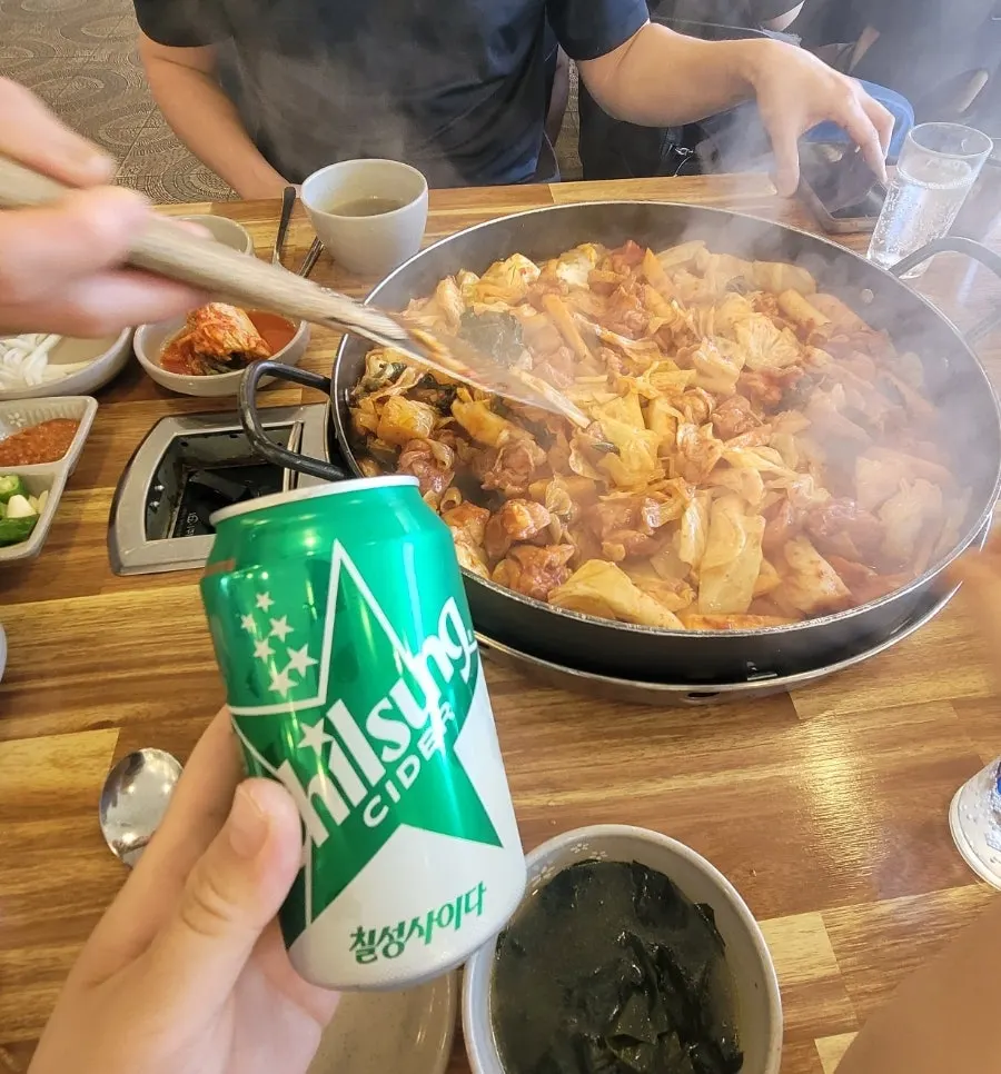 Cider ordered alongside the dakgalbi