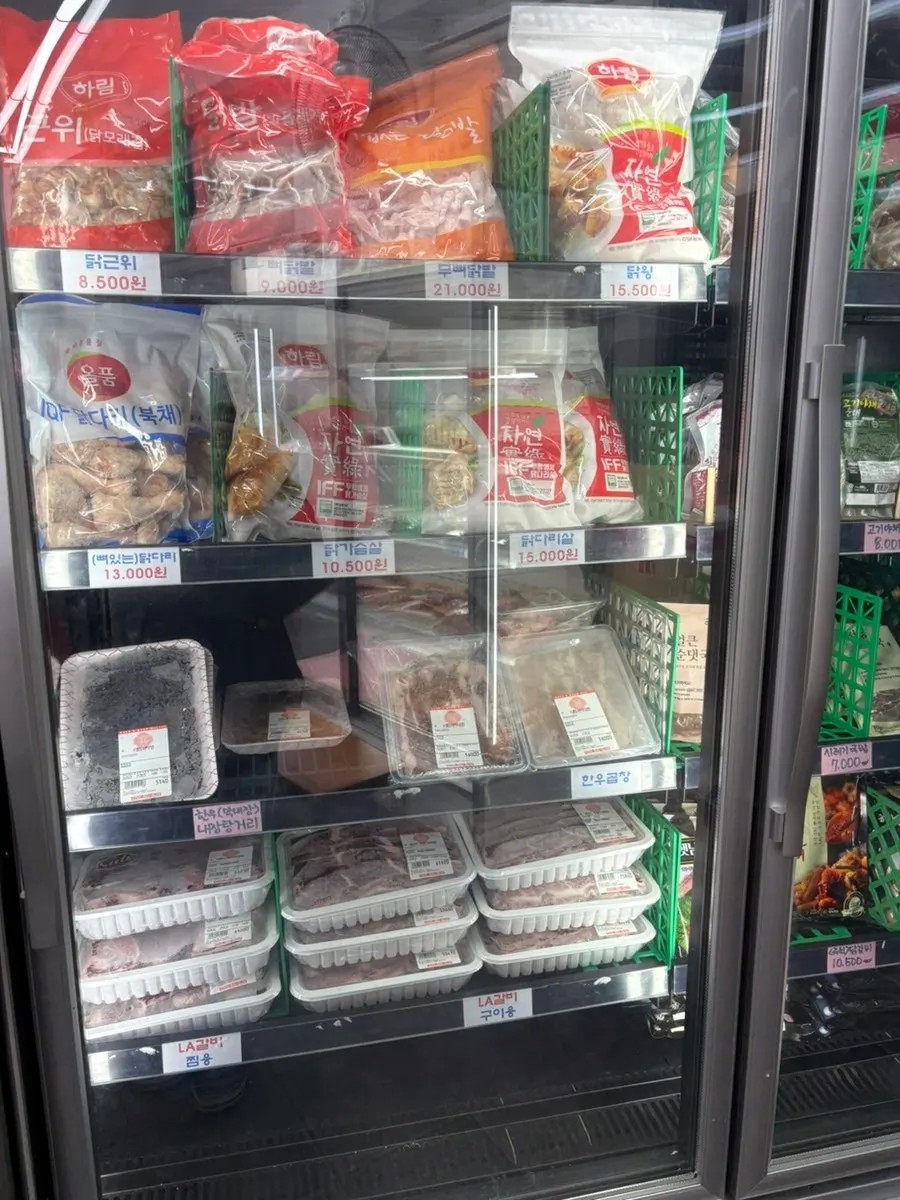 Shopping for marinated meat for a pension stay