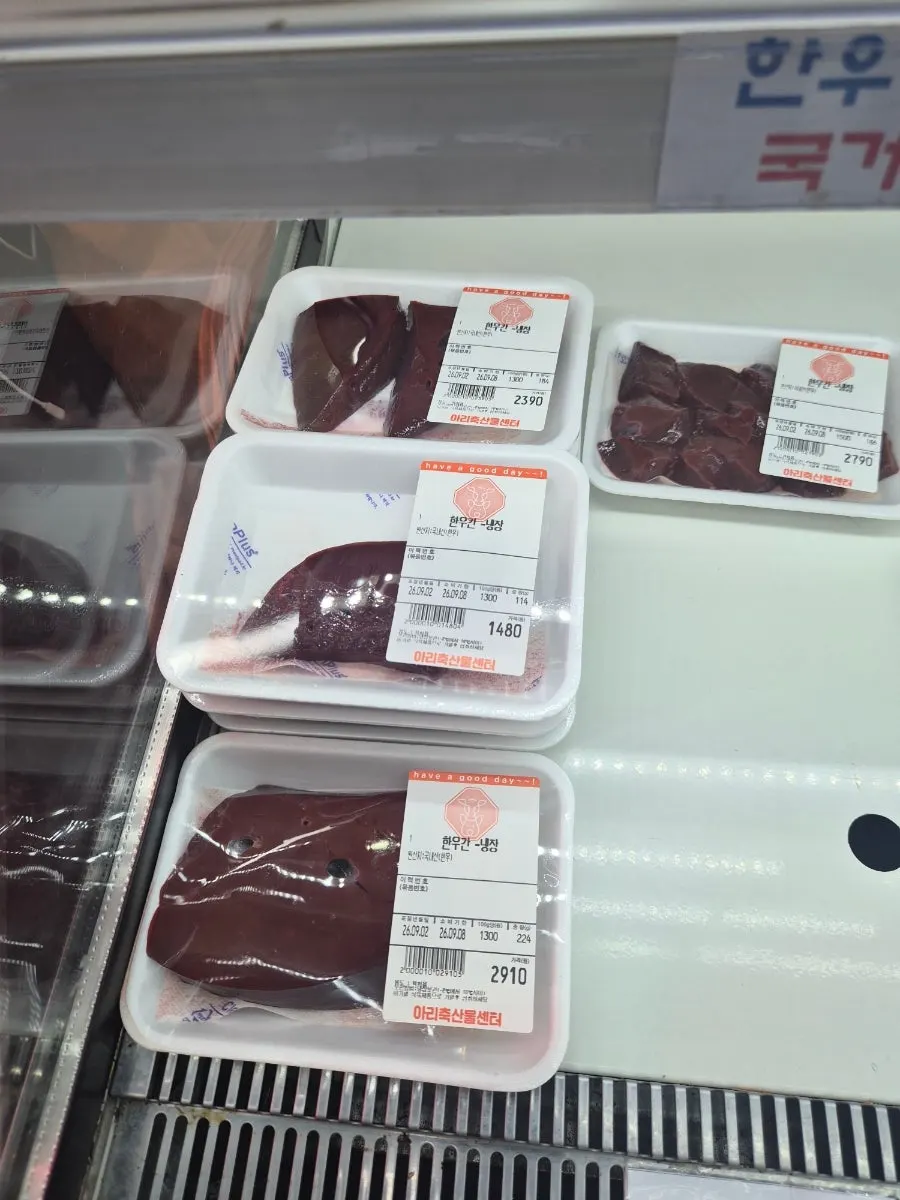 Vertical shot of the refrigerated meat showcase