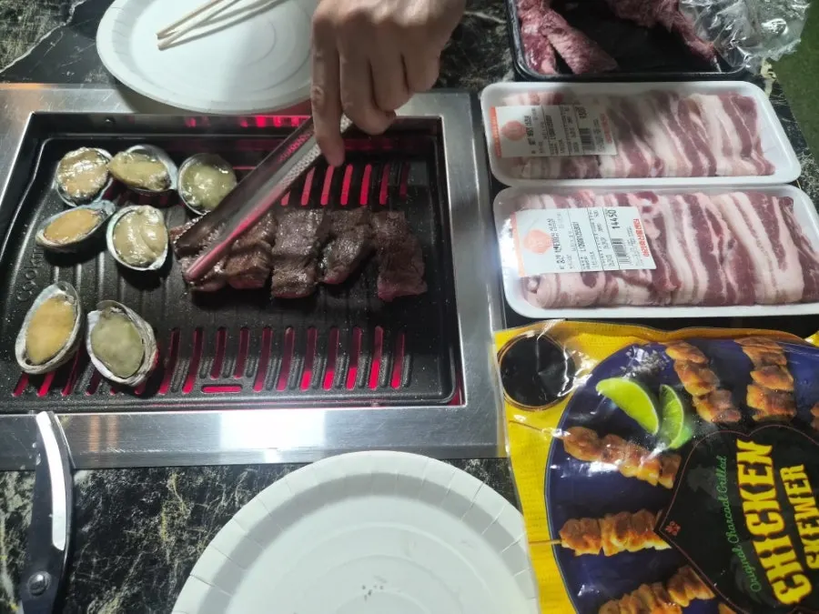 Pension barbecue pork belly cooking