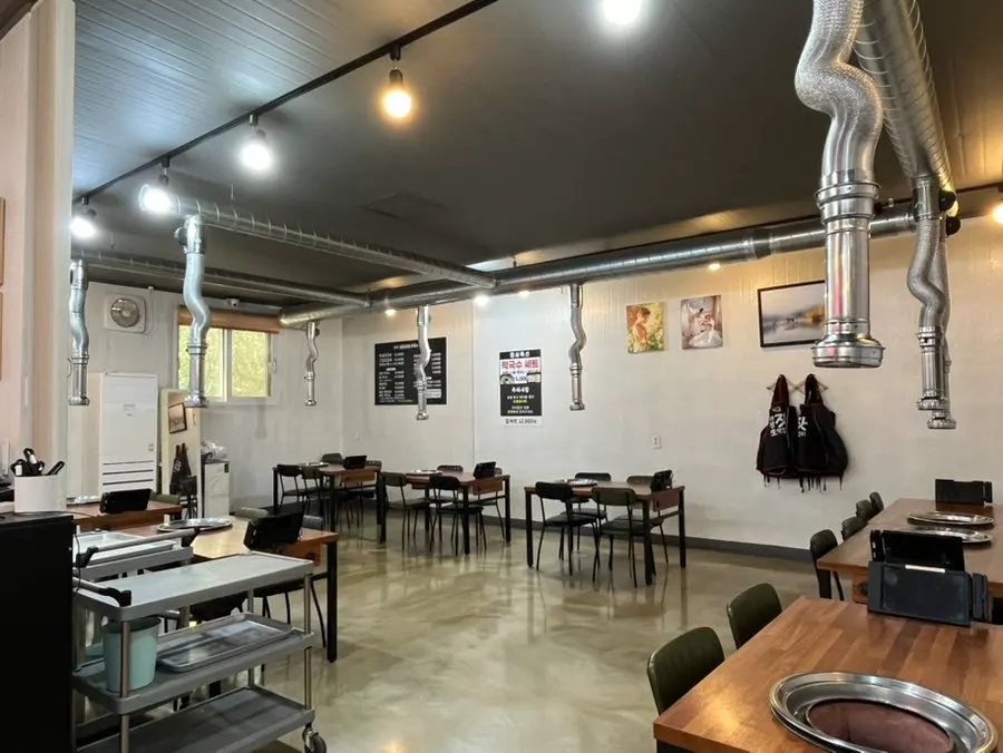 Restaurant interior with window seating