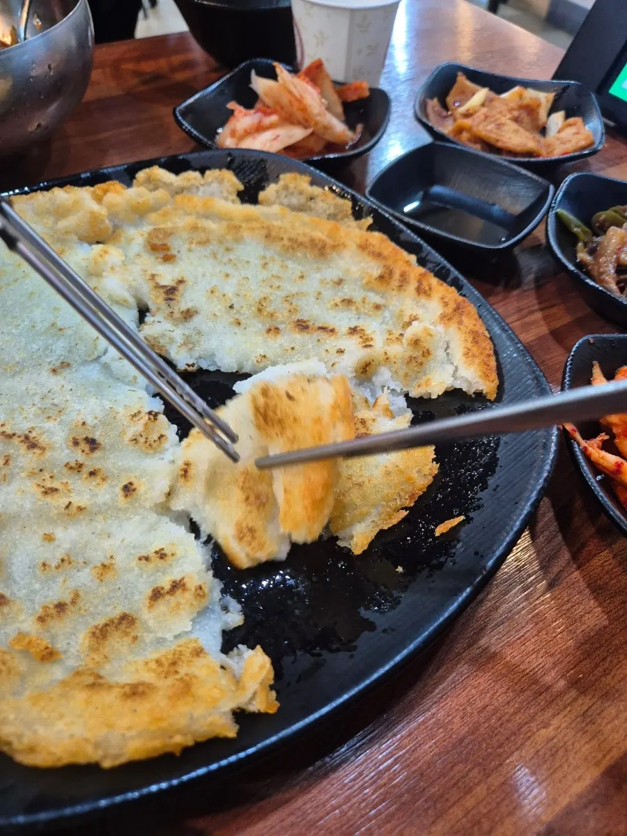 Gamjajeon with crispy edges