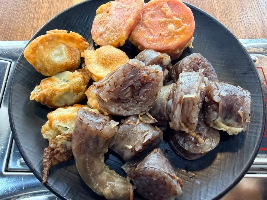 A plate of snacks gathered from the self-serve buffet