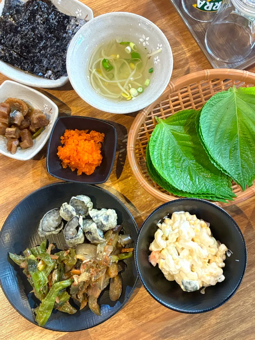 A plate of banchan taken from the self-serve bar