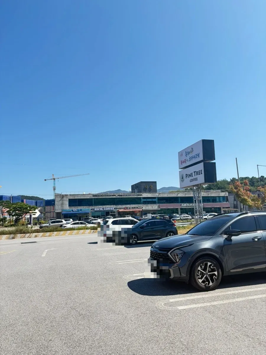 넓은 매장 앞 주차장 모습