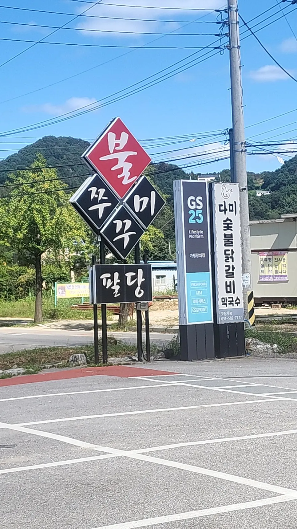 도로변에 자리한 다미설악숯불닭갈비 외관