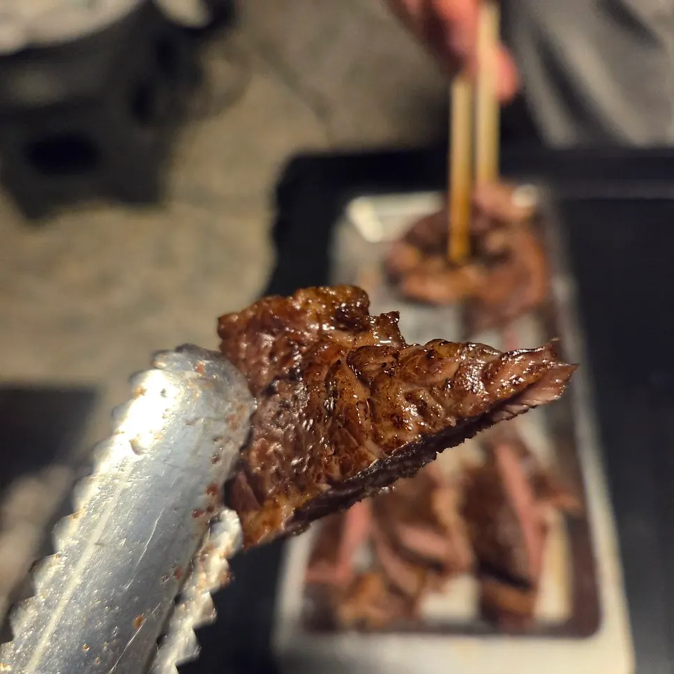 Wagyu flower ribeye eaten with seasoned salt