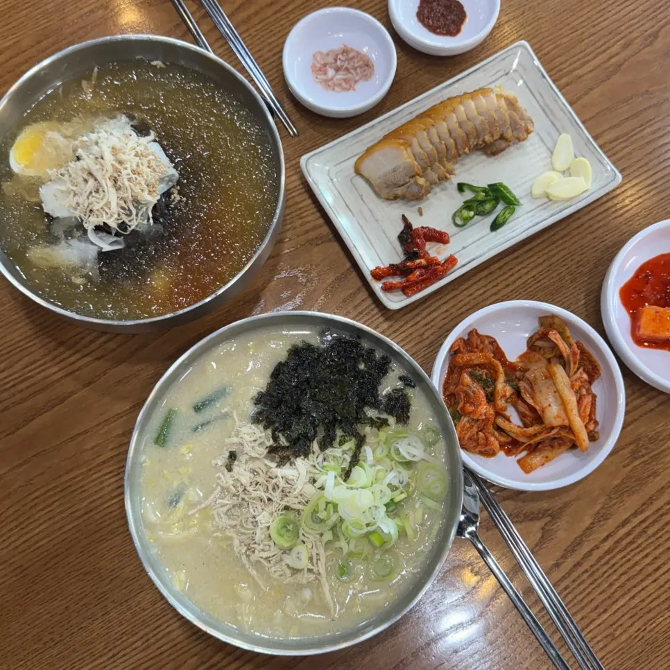 식사를 마친 한양닭칼국수 한 상