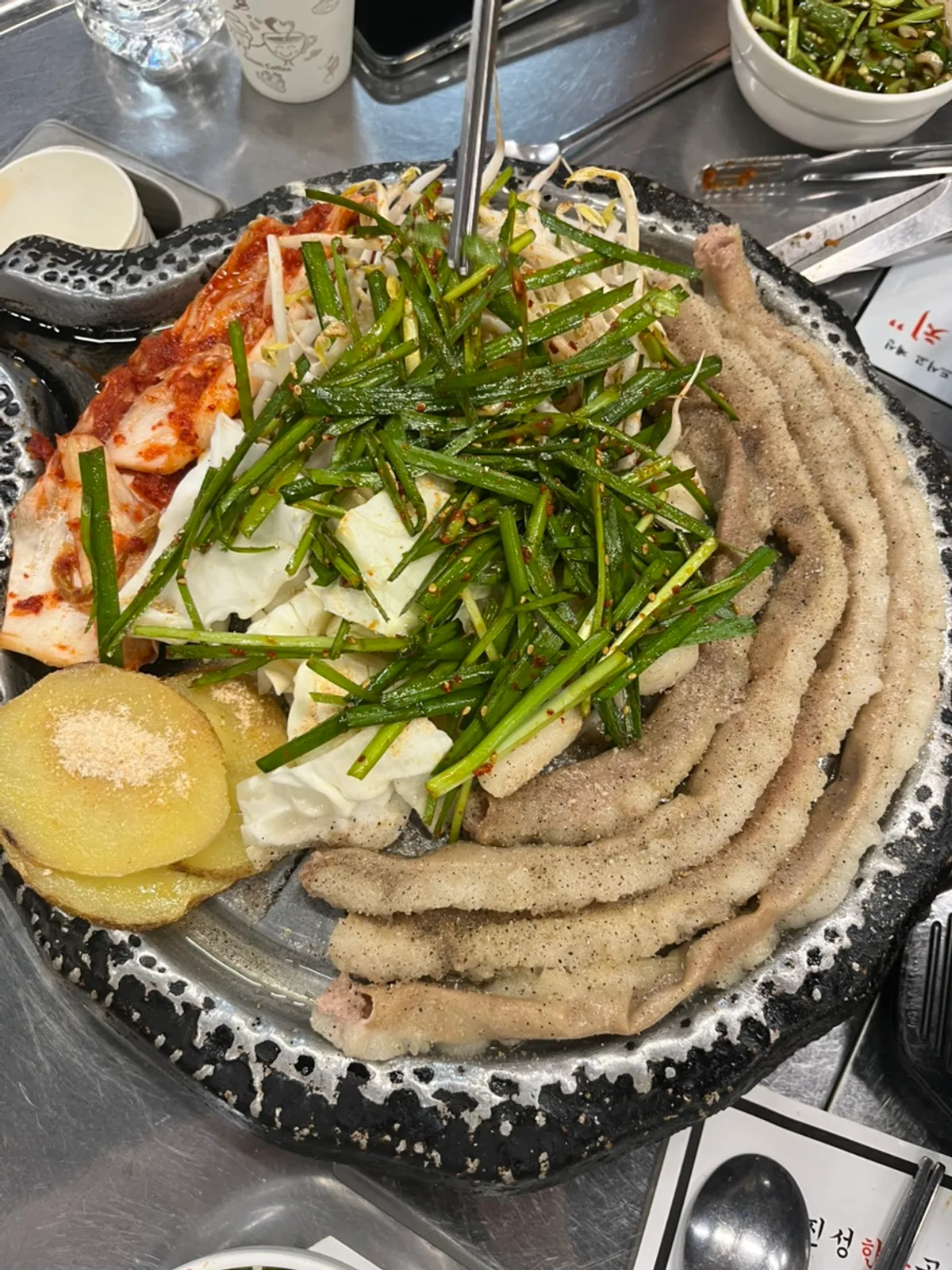 Beef gopchang grilled and stuffed full of gop at Jinseong Hanwoo Gopchang