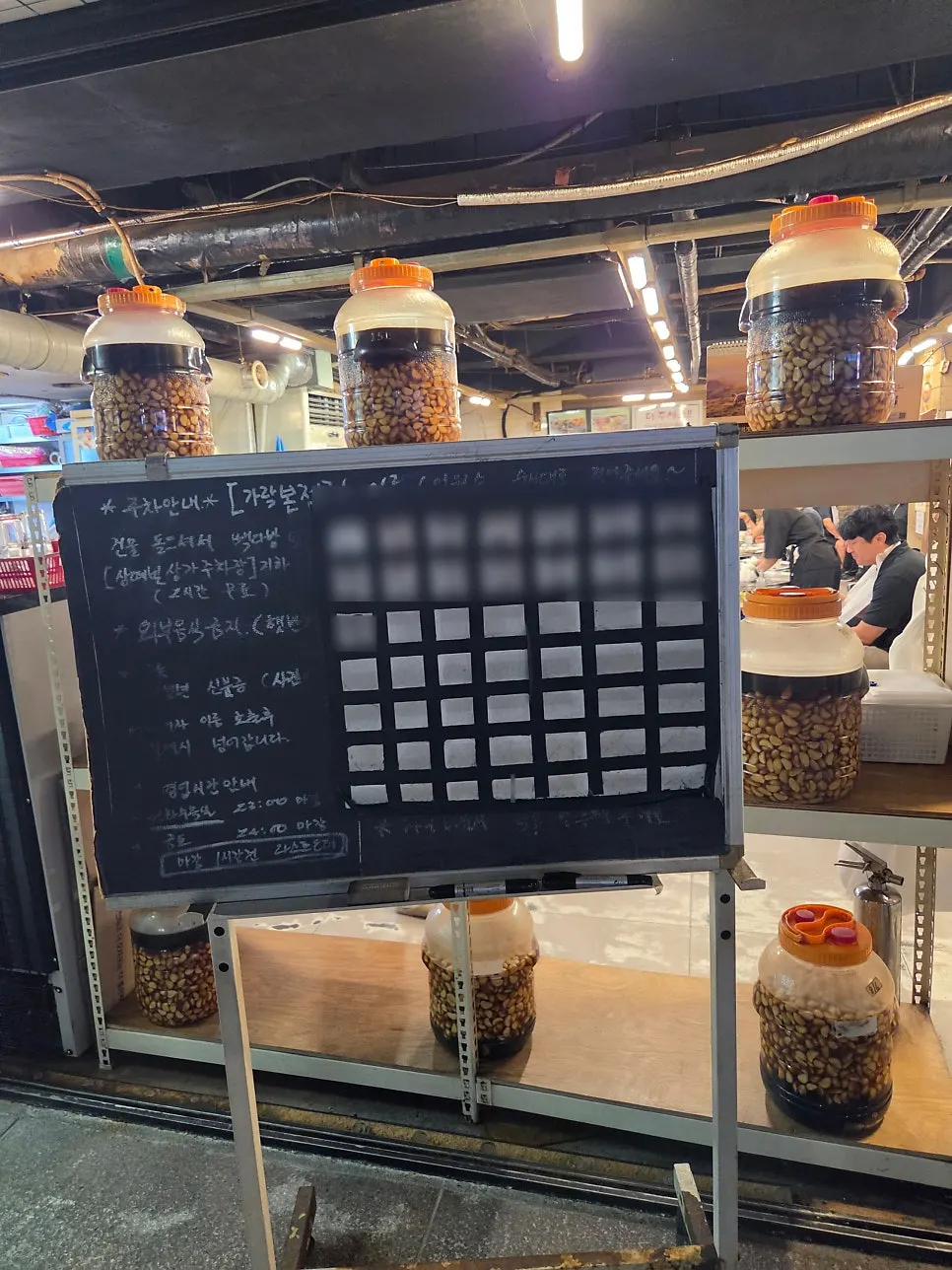 Restaurant interior and waiting board