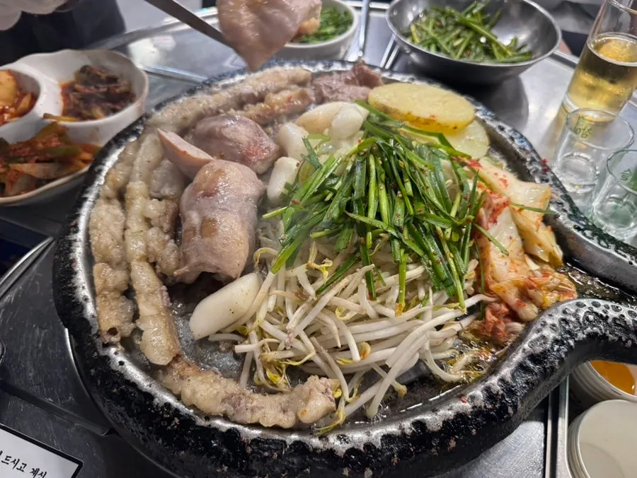 타이머로 구워지는 곱창과 막창