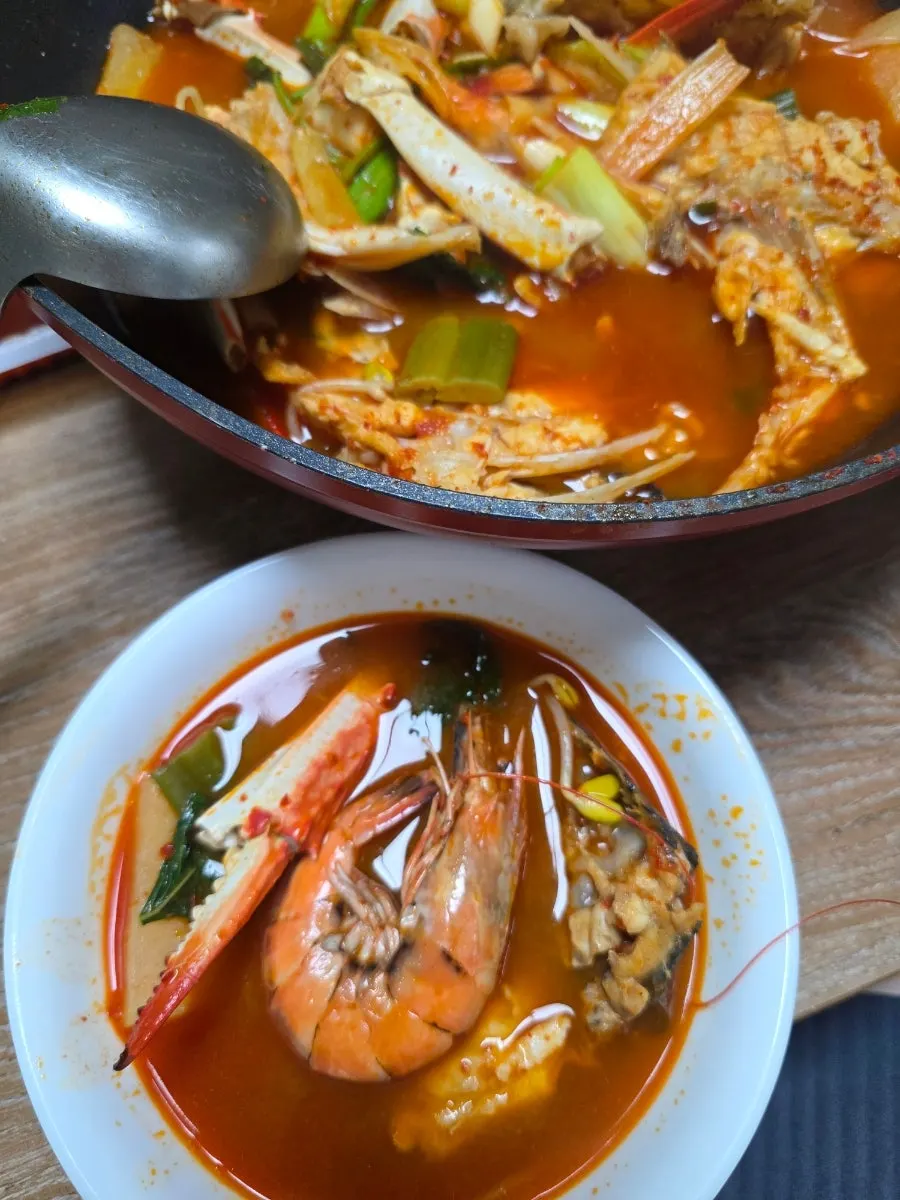 Blue crab steamed at home in 10 minutes