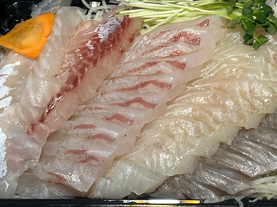 Fresh wild live fish sashimi selection