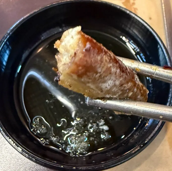 Close-up of fully cooked hanwoo gopchang