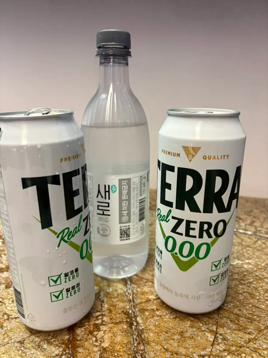 제로맥주로 만든 쏘맥과 회 한 상