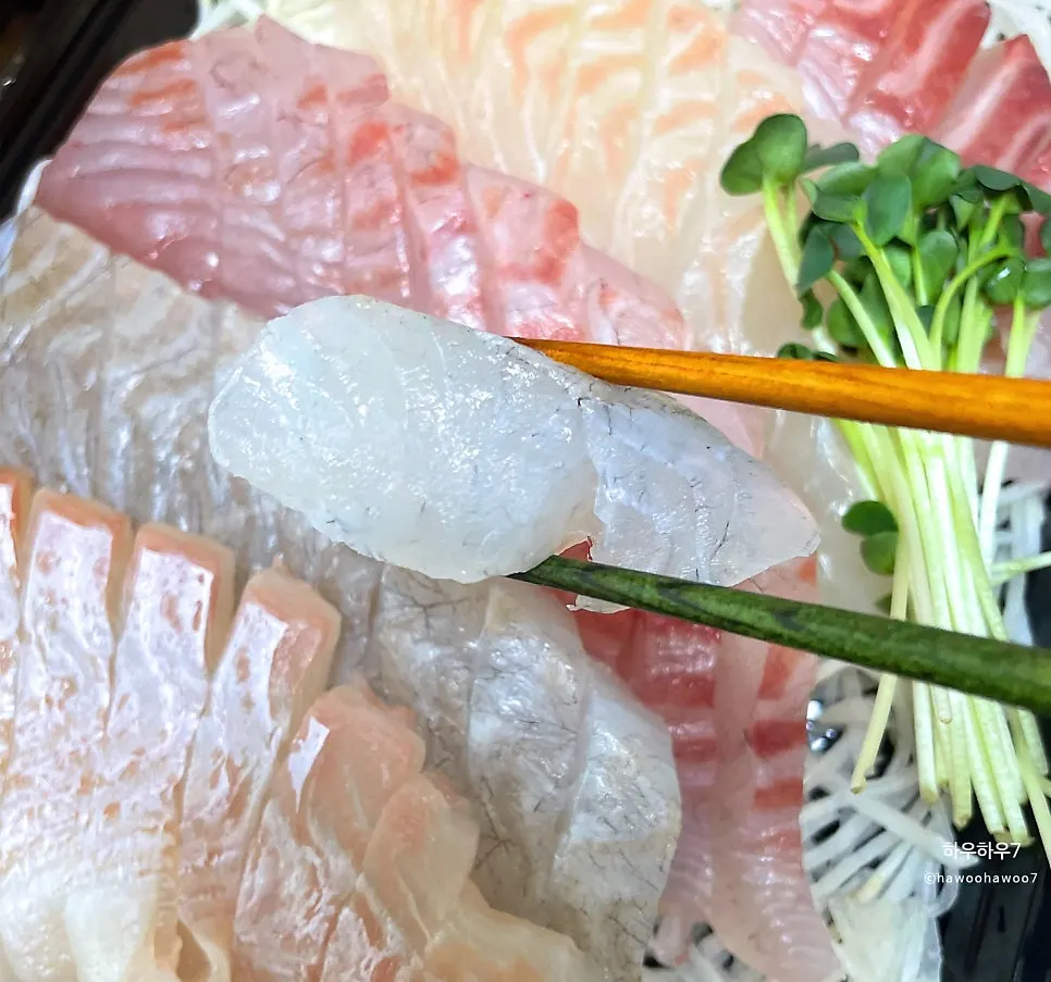 도톰한 두께가 드러난 회 단면