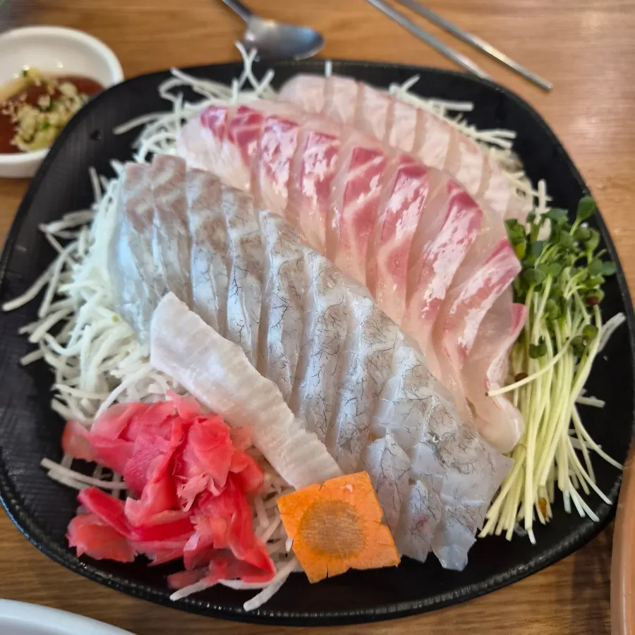Basic table setting at the attached sashimi restaurant