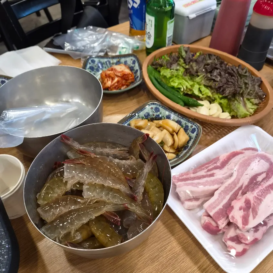 The generous spread of sashimi and shrimp that was too much for two