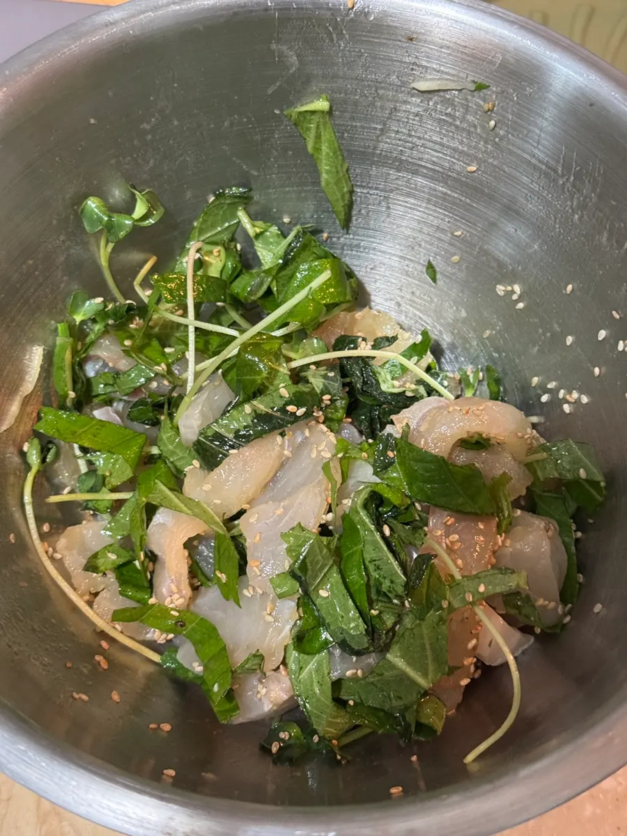 광깻무와 소금 김밥 곁들임