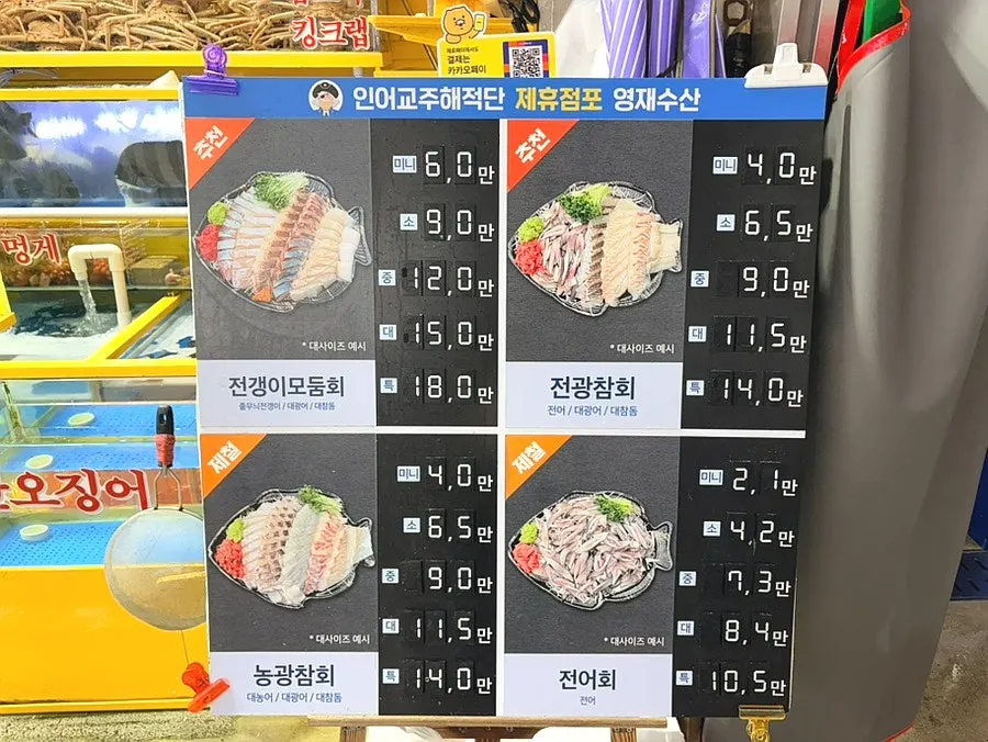 黑鮪魚生魚片與細切拼盤生魚片價目表