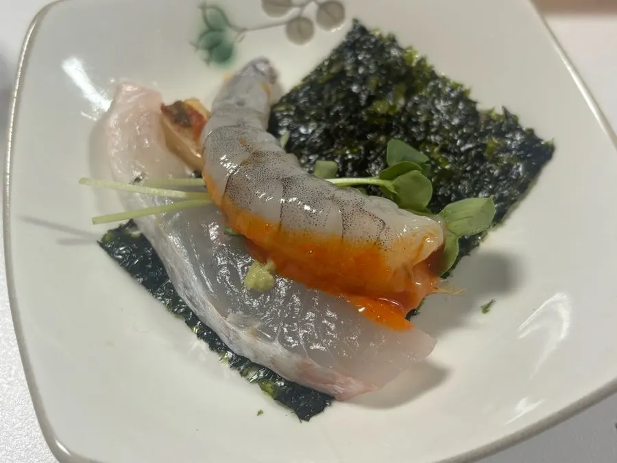 Sashimi wrapped in a lettuce wrap