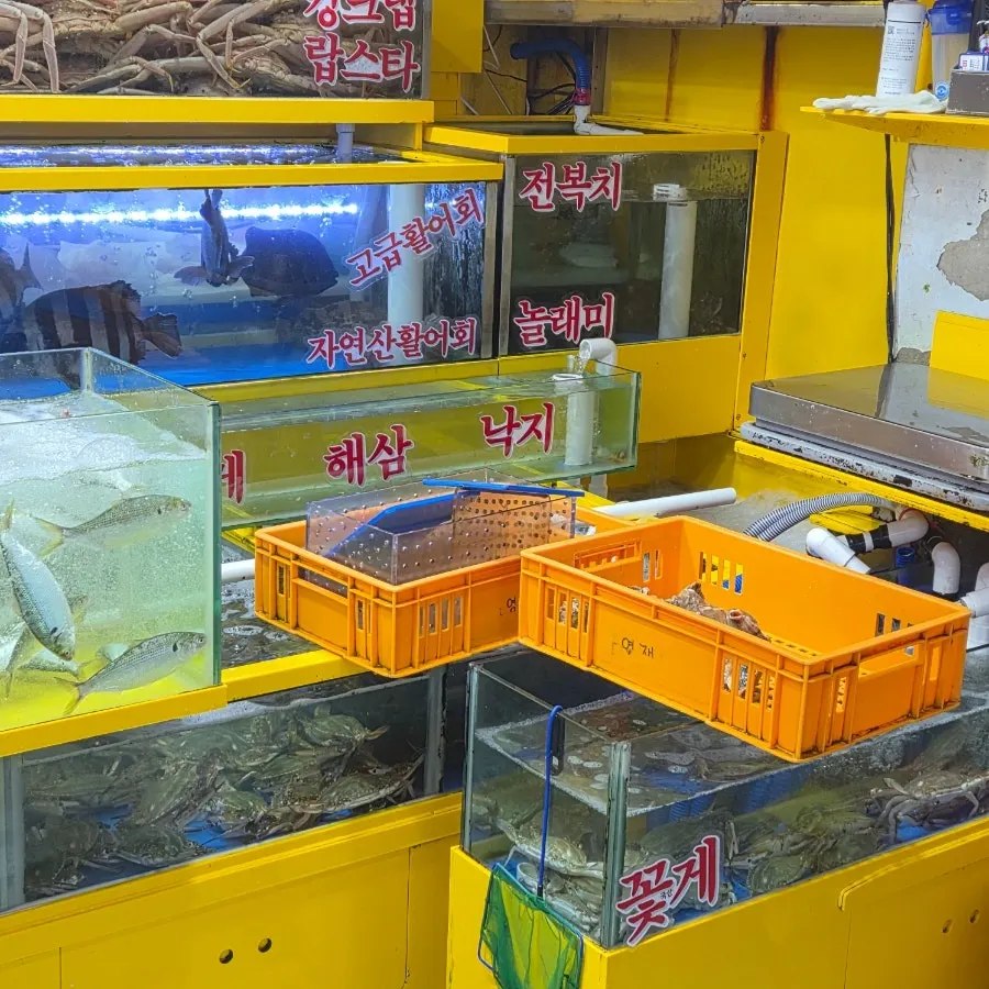 A home table set with jeon-gwang-cham-hoe and fish stew