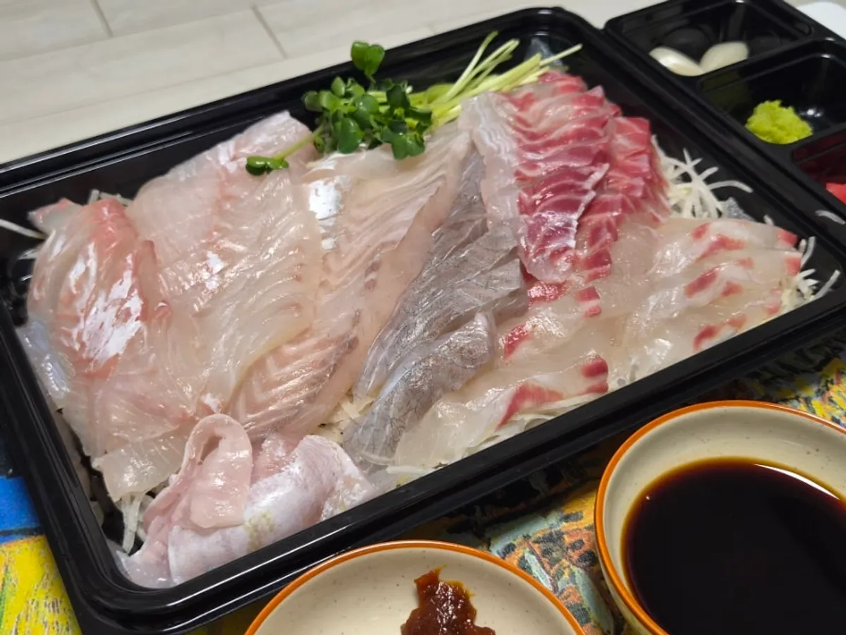 Nongwangchamhoe combo of sea bass, flounder, and sea bream sashimi