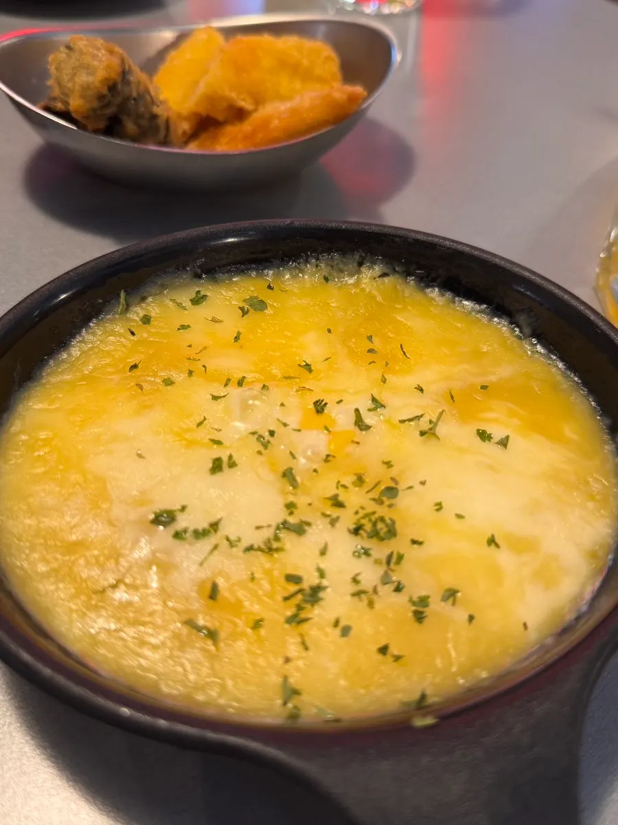 Sweet potato cheese gratin piled high with cheese