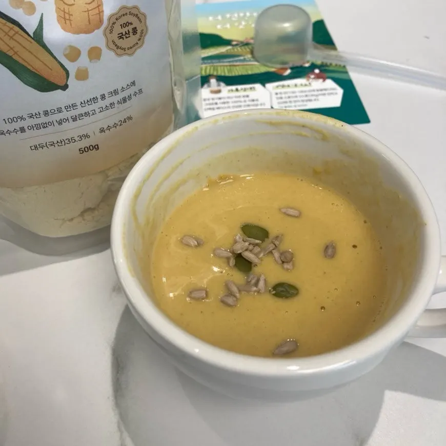 Corn bean cream soup served as a snack for kids