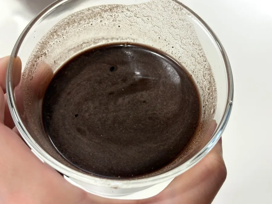 Tasting the chocolate soy milk mixed with water