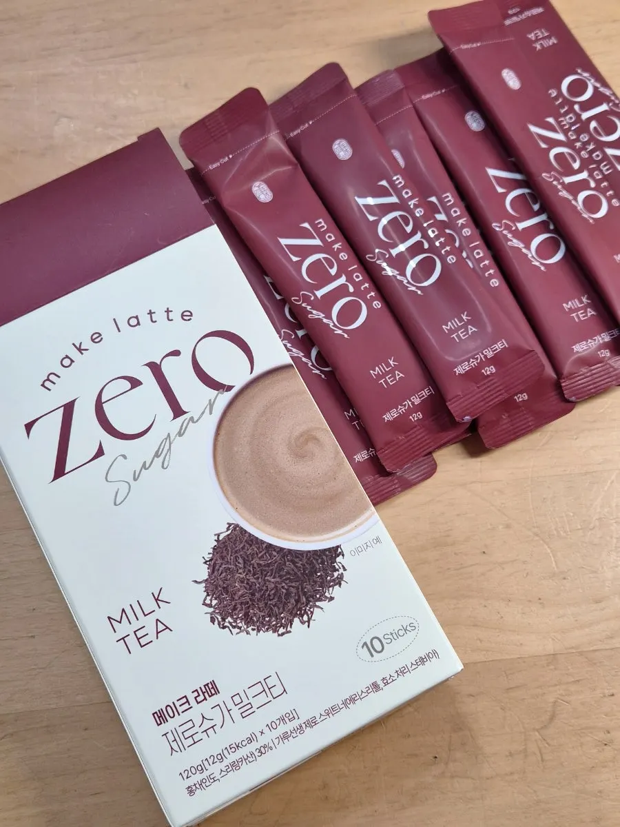 Zero-sugar milk tea made by mixing the stick into milk