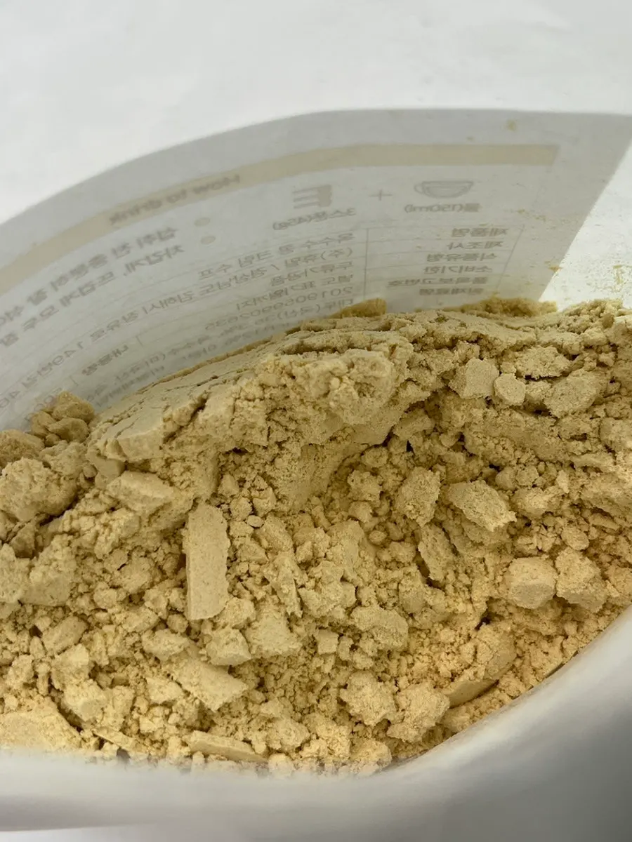 Large bowl and zip bag of corn soup powder