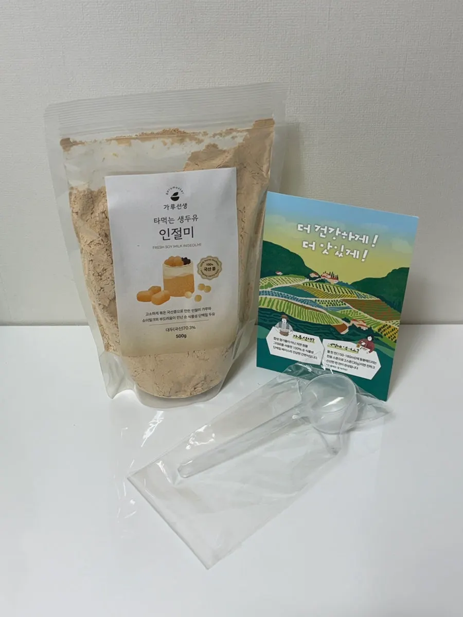 Injeolmi soy milk powder packaging labeled 100% natural ingredients