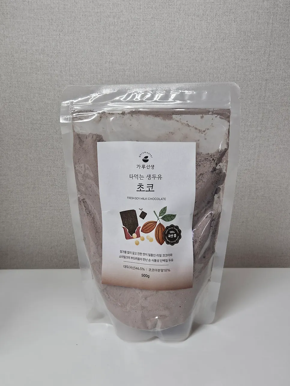 가루선생 타먹는 생두유 초코맛 제품 포장