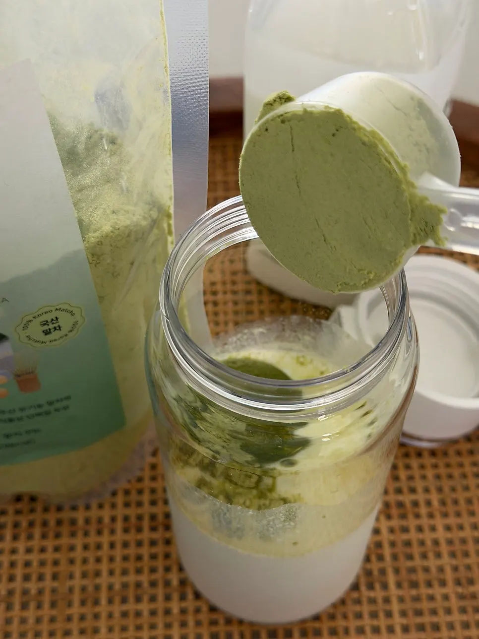 A rich matcha latte made with milk