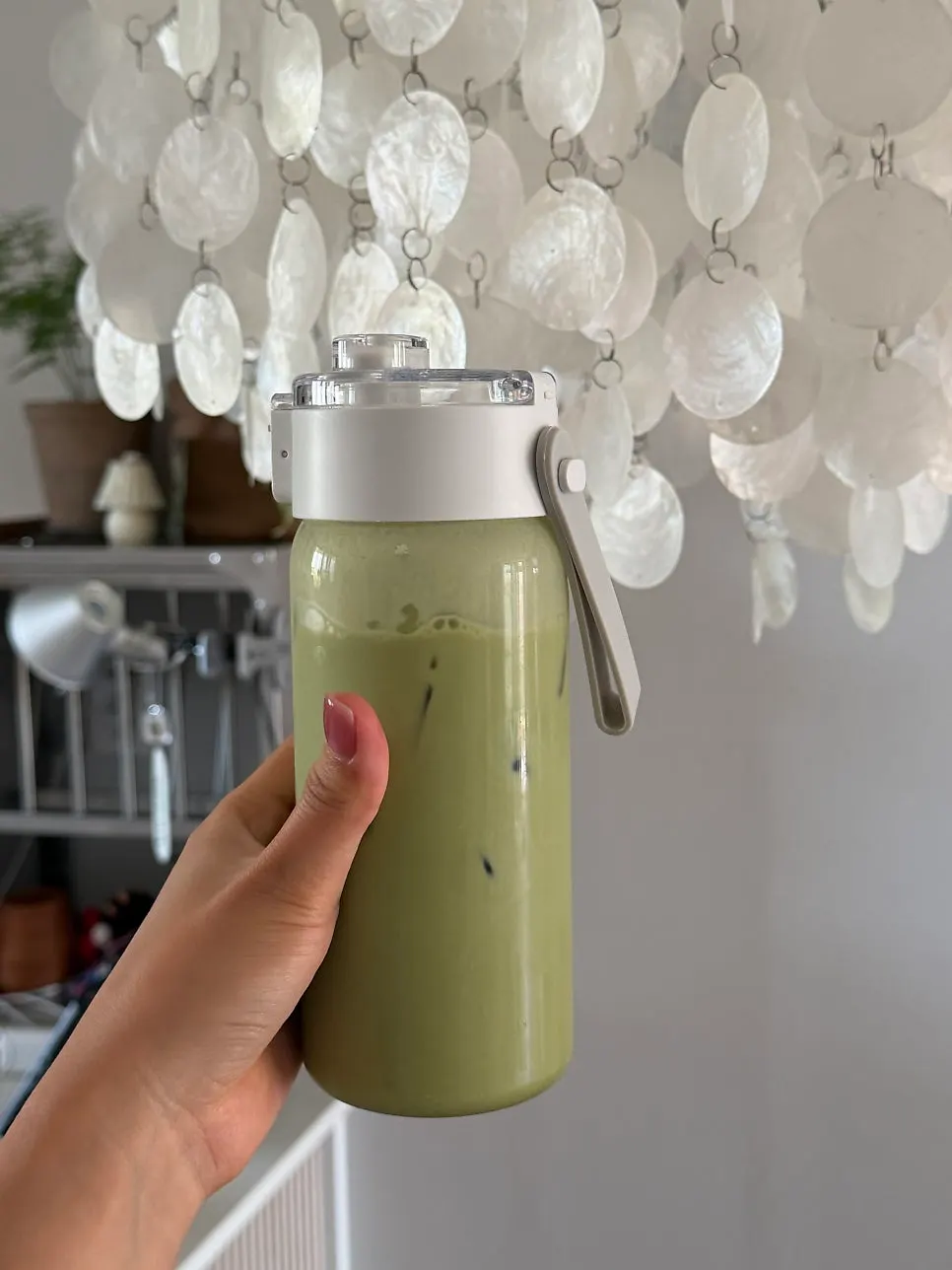 Iced matcha soy milk with a deep matcha color