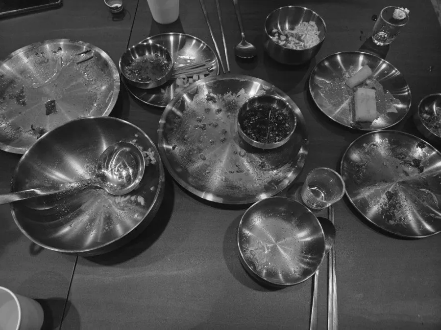 Empty gomtang bowl with all the broth finished