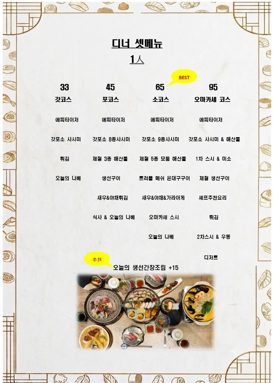 Gapposo menu, sushi page