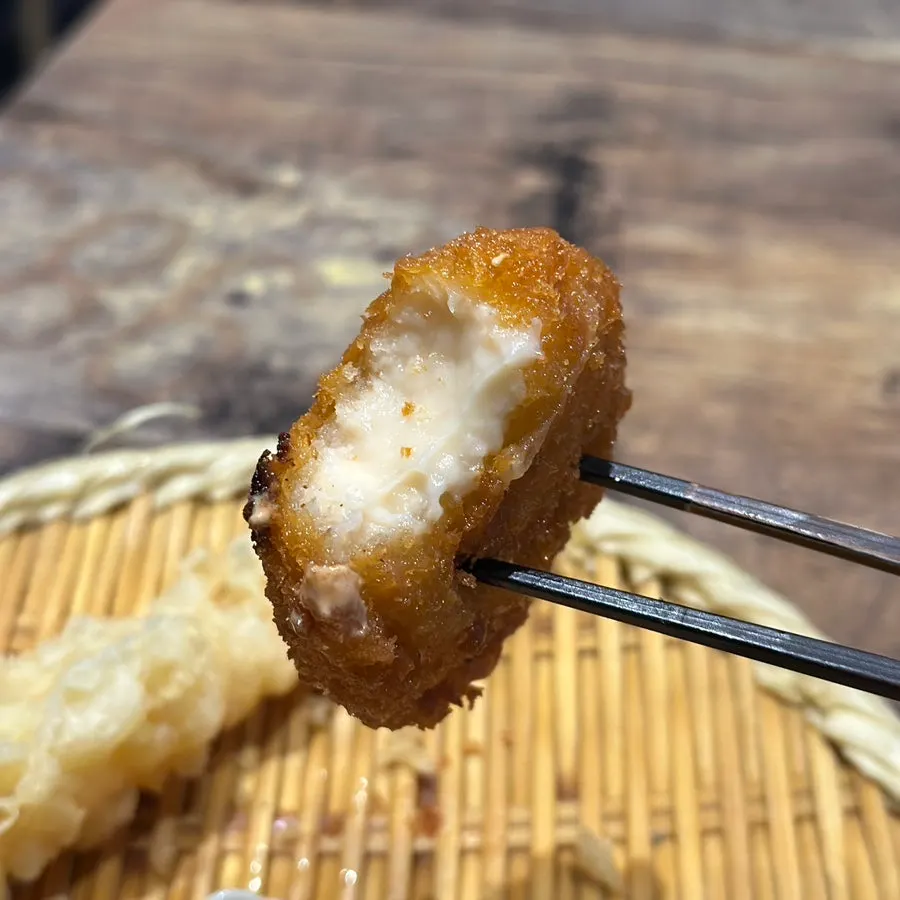 Three kinds of tempura in the dinner course