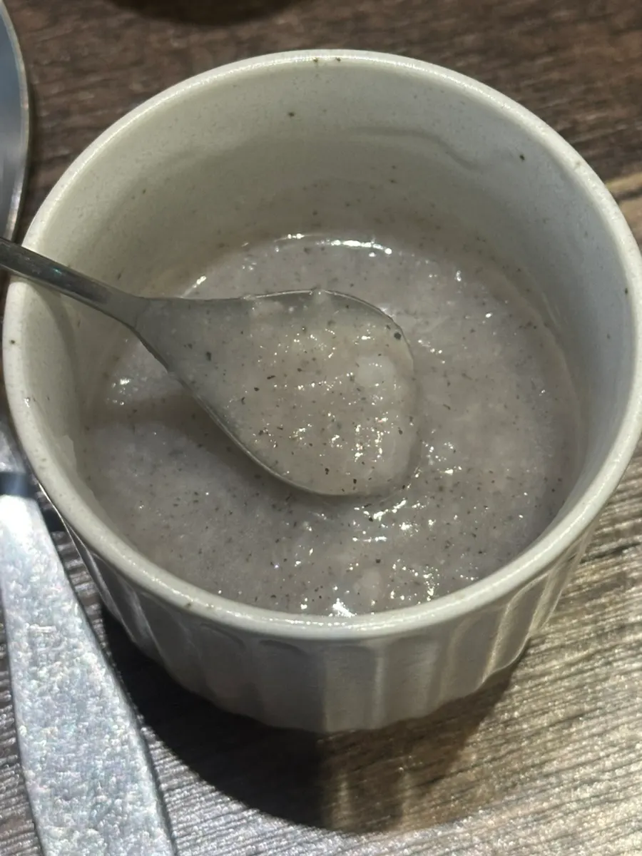Warm porridge served as an appetizer