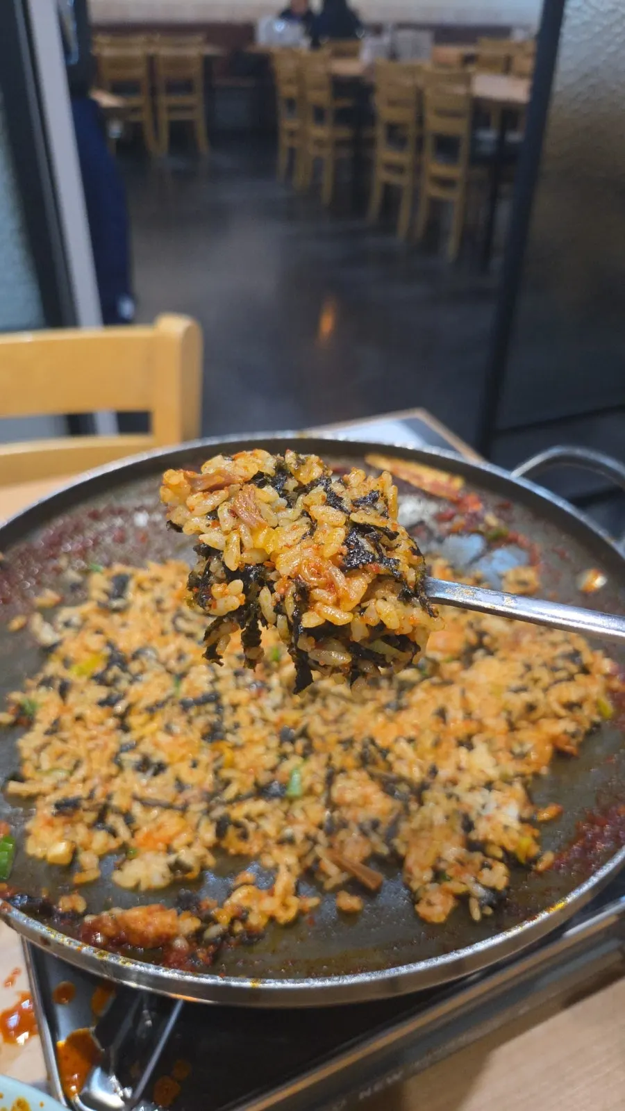 Self-fried flying fish roe rice made with the leftover sauce