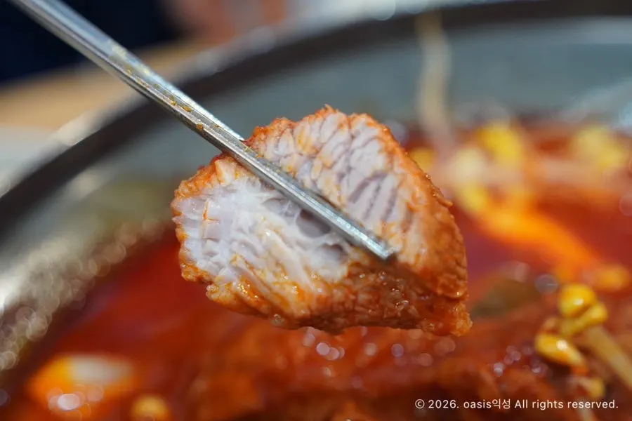 A single piece of rib lifted up