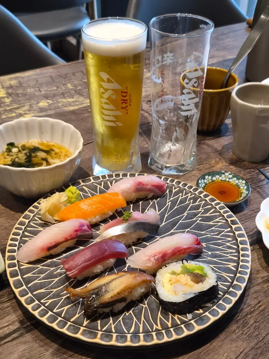 Pairing sushi with Asahi draft beer