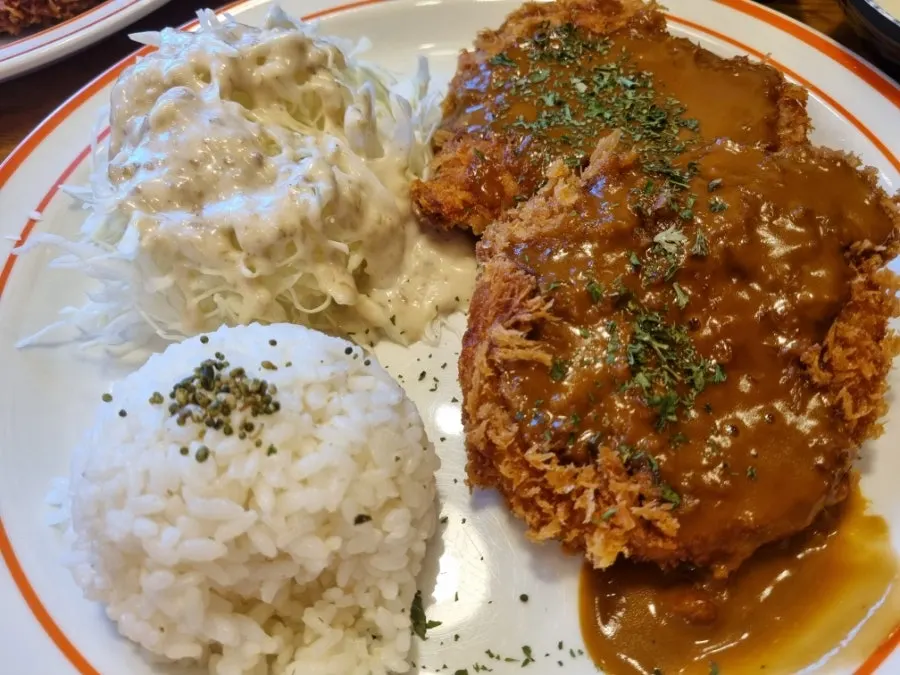 Old-school tonkatsu topped generously with sauce